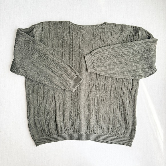 vtg Northern Treasures green fox duck horse mushroom cardigan sweater XL - Picture 7 of 7